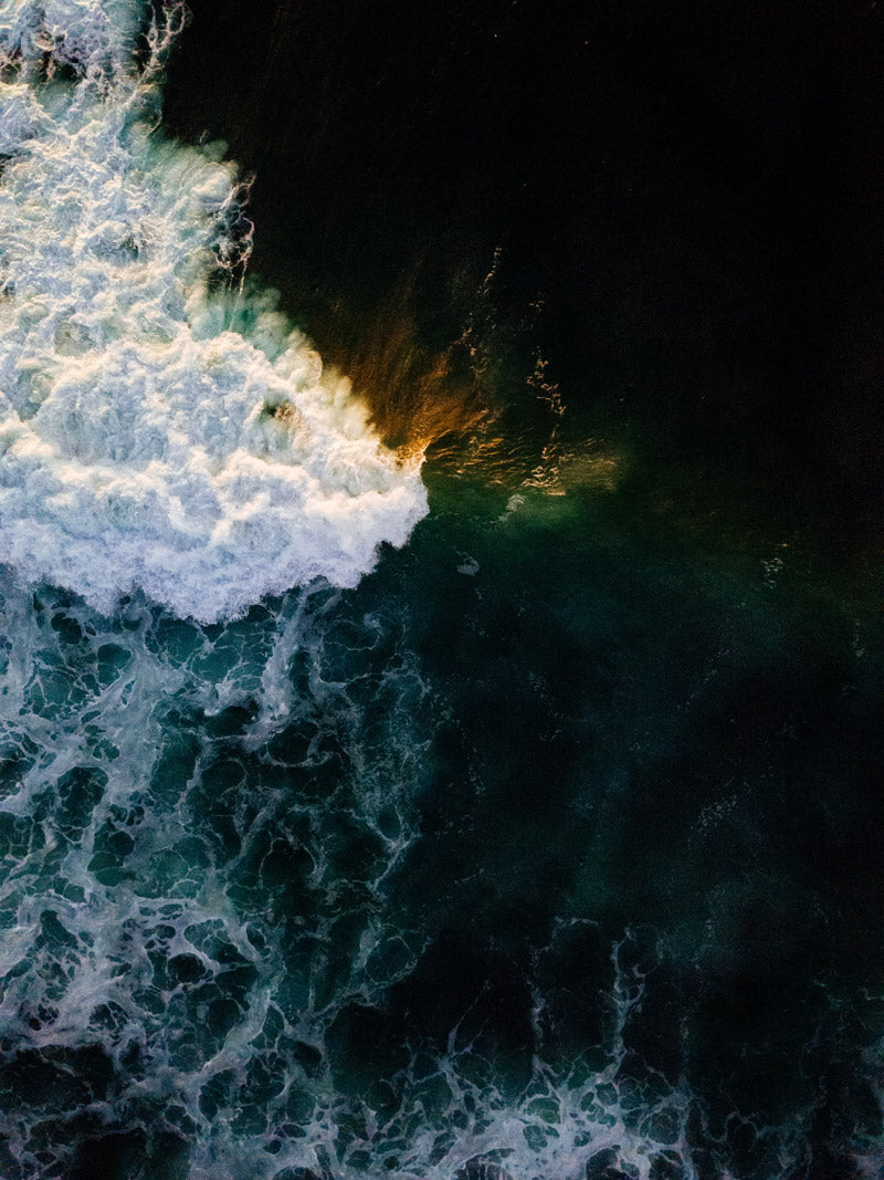 Aerial photo of waves in Tamarindo Costa Rica. Wave art pictures photographed by Kristen M. Brown, Samba to the Sea for The Sunset Shop.