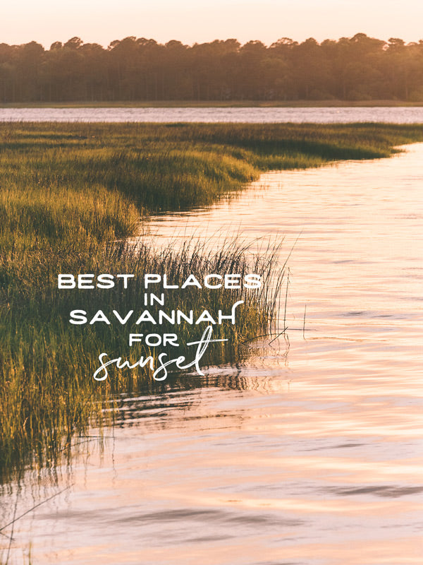 The best places to watch sunset in Savannah Georgia. By Kristen M. Brow of Samba to the Sea for The Sunset. Beautiful rose gold sunset over the marsh in Savannah.