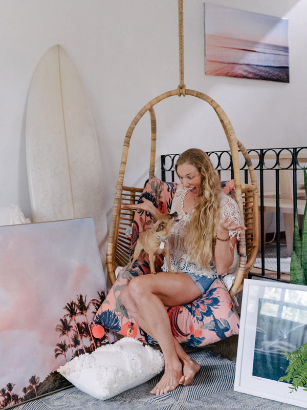 Tips + Tricks to Picking Artwork For Your Home. Costa Rica photographer Kristen M. Brown at home in Tamarindo with her Chihuahua Gidget.