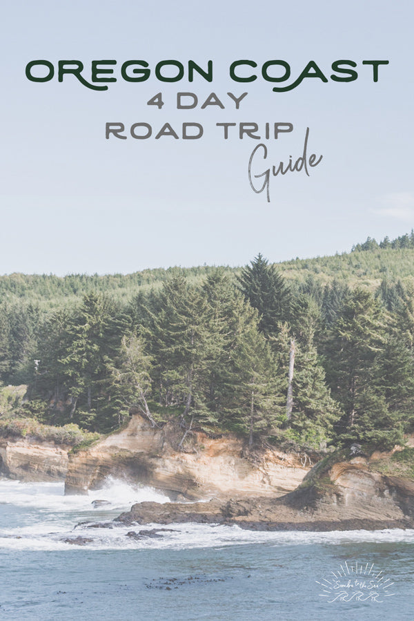 Let's go on a road trip adventure down the Oregon Coast. Four Day Road Trip Guide. Beautiful Oregon Coast on a sunny day. Pocket Full of Sunshine print by Kristen M. Brown Samba to the Sea for The Sunset Shop.