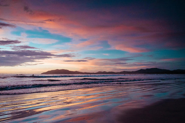 Gorgeous pastel pink sunset in Tamarindo, Costa Rica. Photographed by Kristen M. Brown, Samba to the Sea at The Sunset Shop.