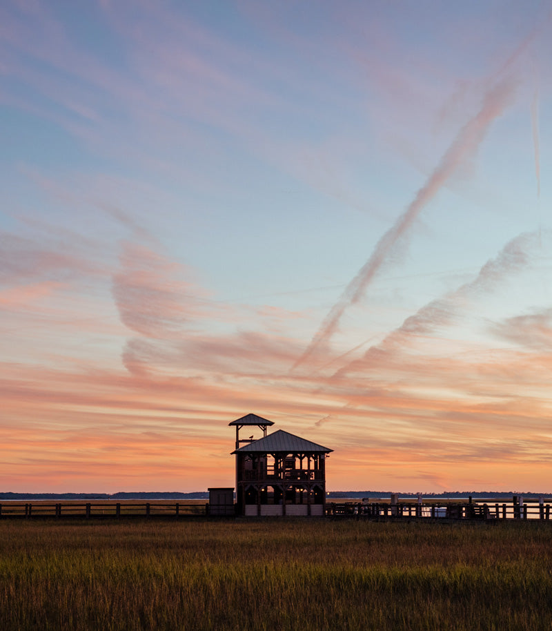 Beautiful sunset sky in Savannah Georgia at Delegal Marina. Photographed by Kristen M. Brown, Samba to the Sea for The Sunset Shop.