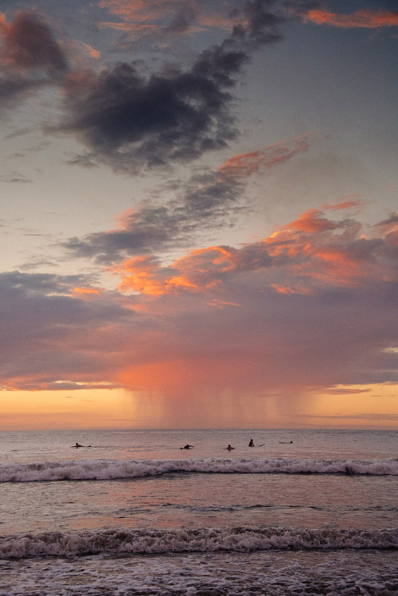 Pastel pink rain sunset in Costa Rica. Sunset art pictures photographed by Kristen M. Brown, Samba to the Sea for The Sunset Shop.