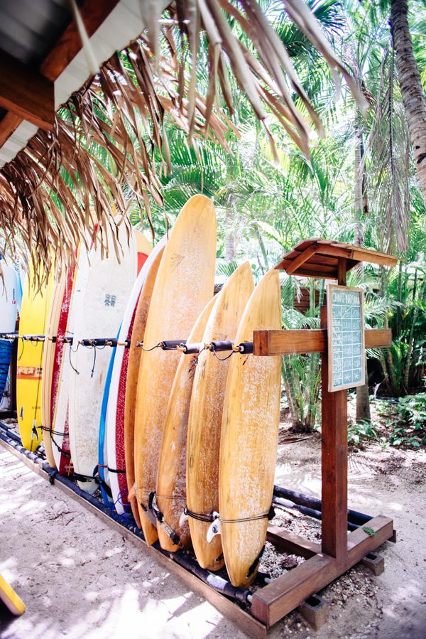 Surfboards at the Harmony Hotel in Nosara, Costa Rica. Photographed by Kristen M. Brown, Samba to the Sea.