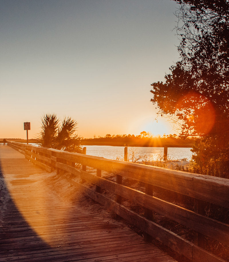 Sunset at Tybee Back River Pier in Tybee Island Georgia. Photographed by Kristen M. Brown, Samba to the Sea for The Sunset Shop.