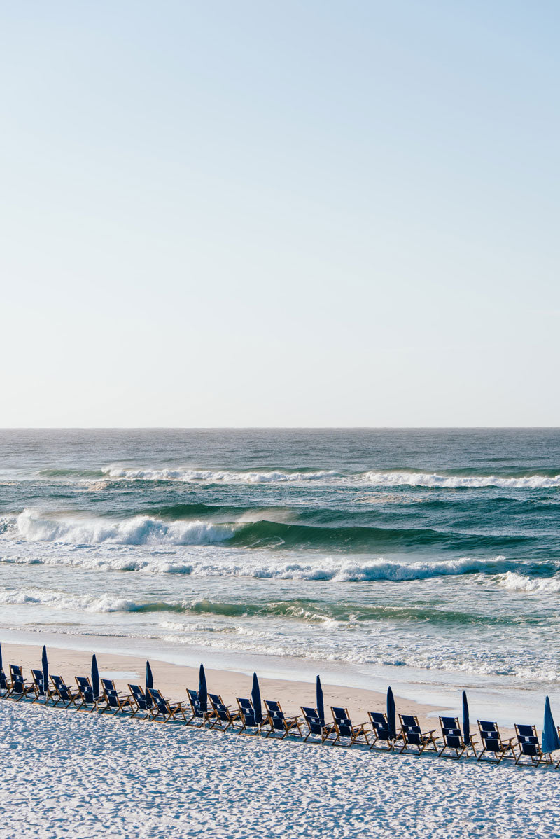 Waves breaking at the beach in Watercolor Florida. Photographed by Kristen M. Brown, Samba to the Sea for The Sunset Shop.