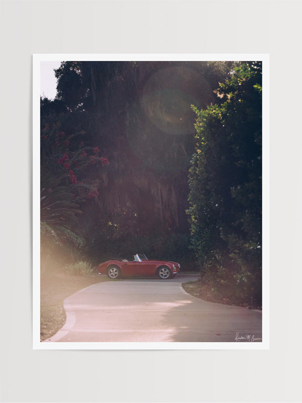 Photo print of red Austin Healey 3000.