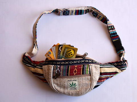 Woven cotton and hemp fanny pack