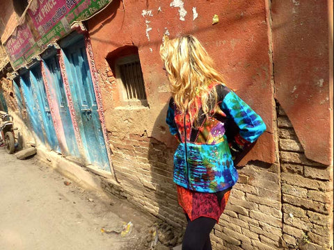 Colourful hippie hoodie from Nepal