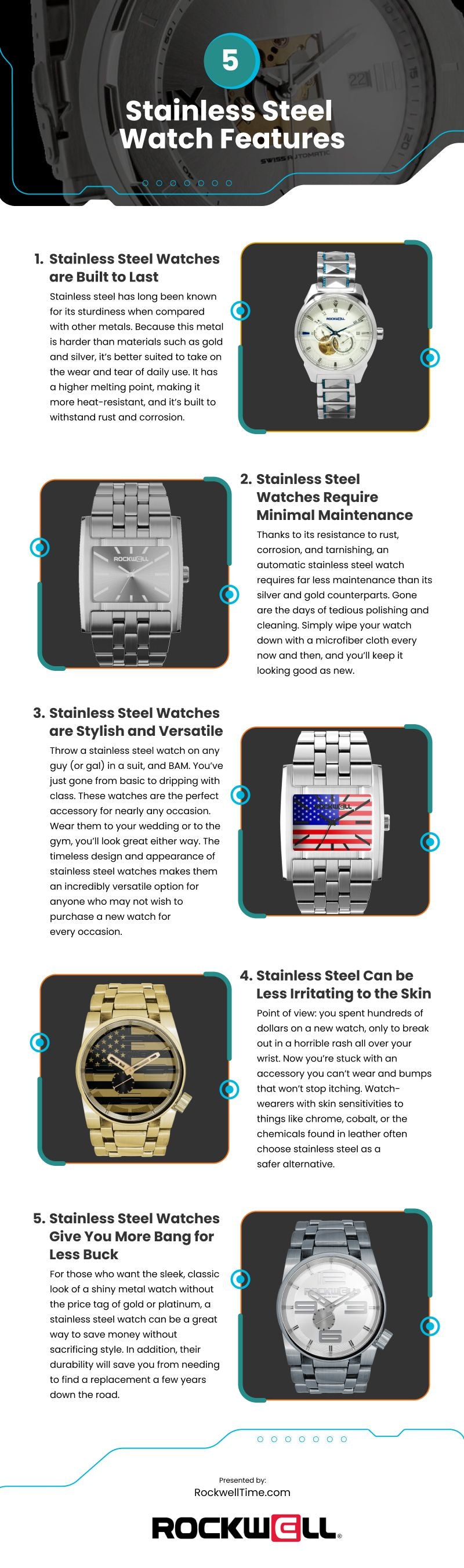 5 Stainless Steel Watch Features Infographic