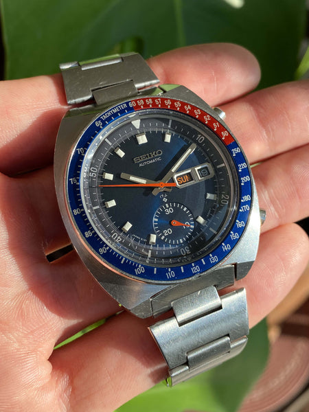  – 1976 seiko 'pogue' automatic chronograph watch 6139-6005 ( blue dial)
