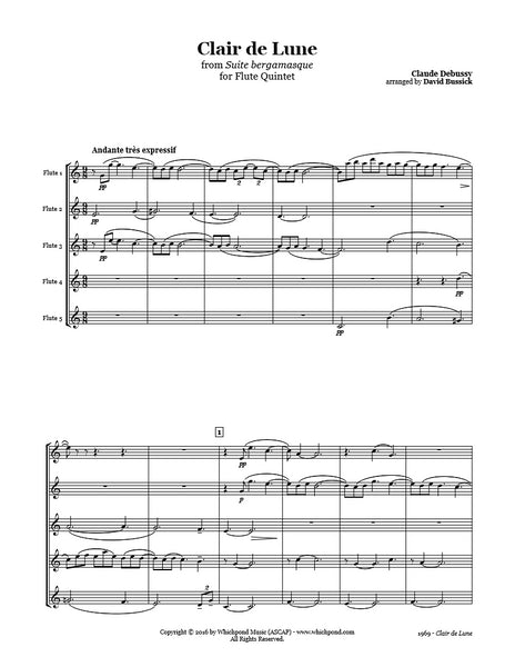 Debussy Clair De Lune Flute Quintet Sheet Music Whichpond Music