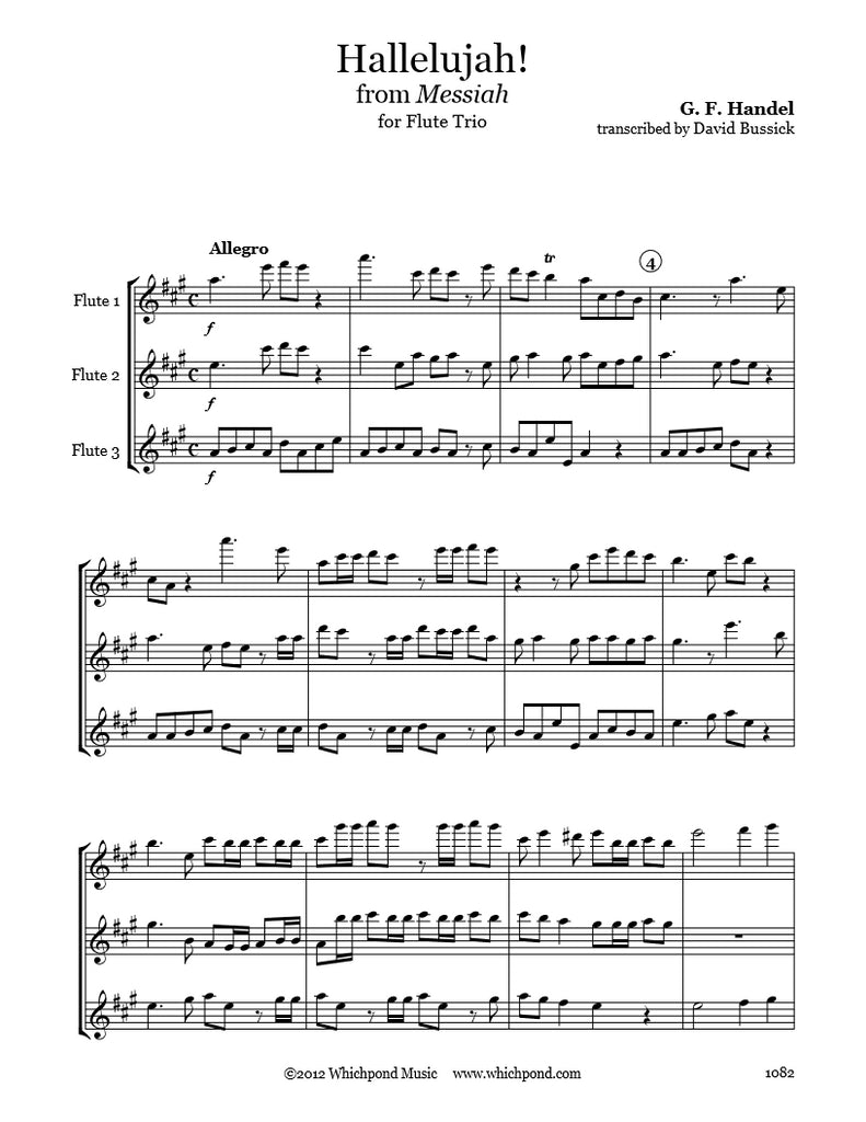 Handel Hallelujah Flute Trio PDF Sheet Music Download – Whichpond Music