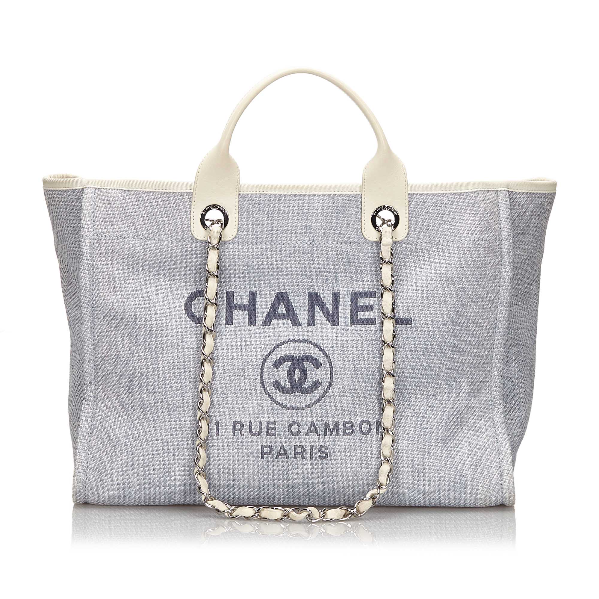 Chanel Deauville XL Tweed Raffia Tote Bag – Poshbag Boutique