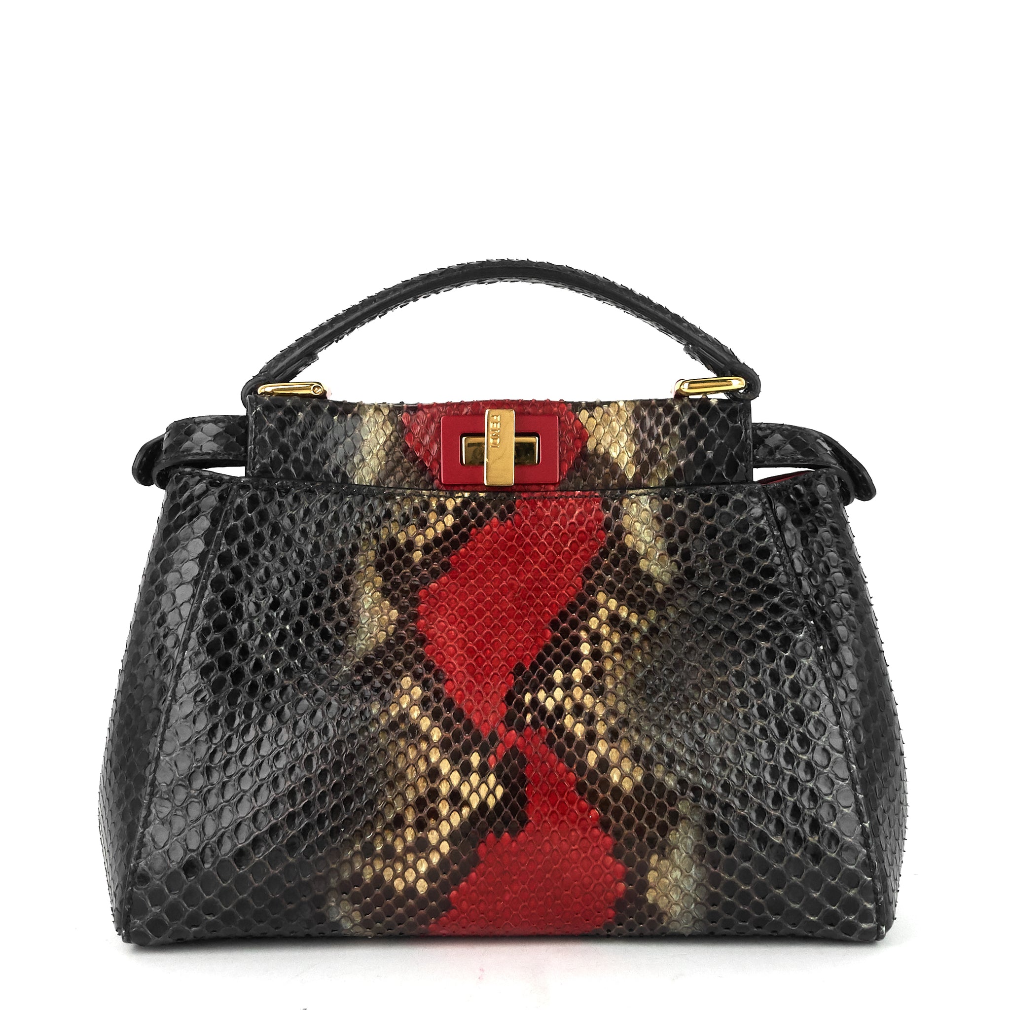 Fendi Peekaboo Mini Snakeskin Handbag with Strap – Poshbag Boutique
