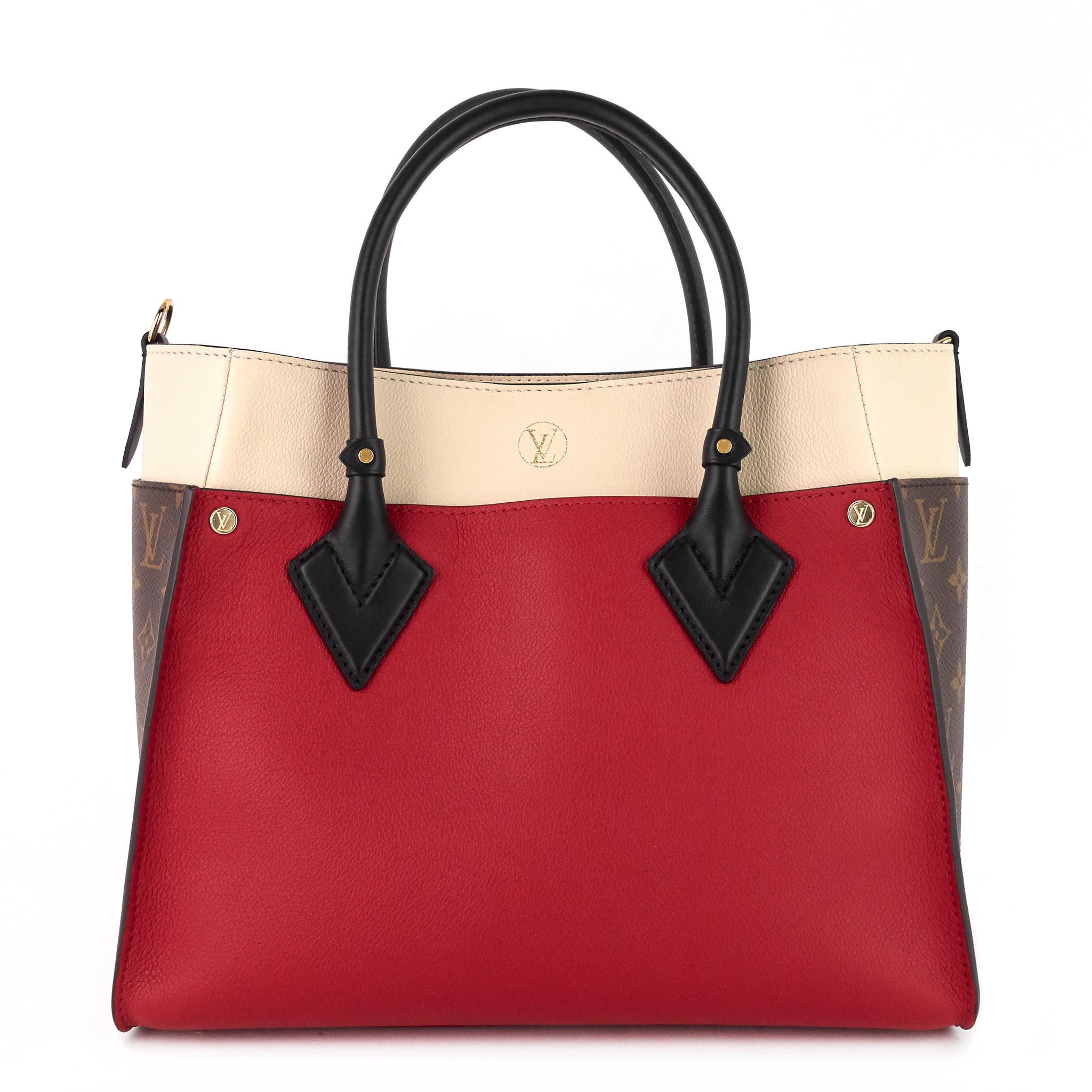 Louis Vuitton On My Side Pirate Red Calfskin and Monogram Canvas Tote ...