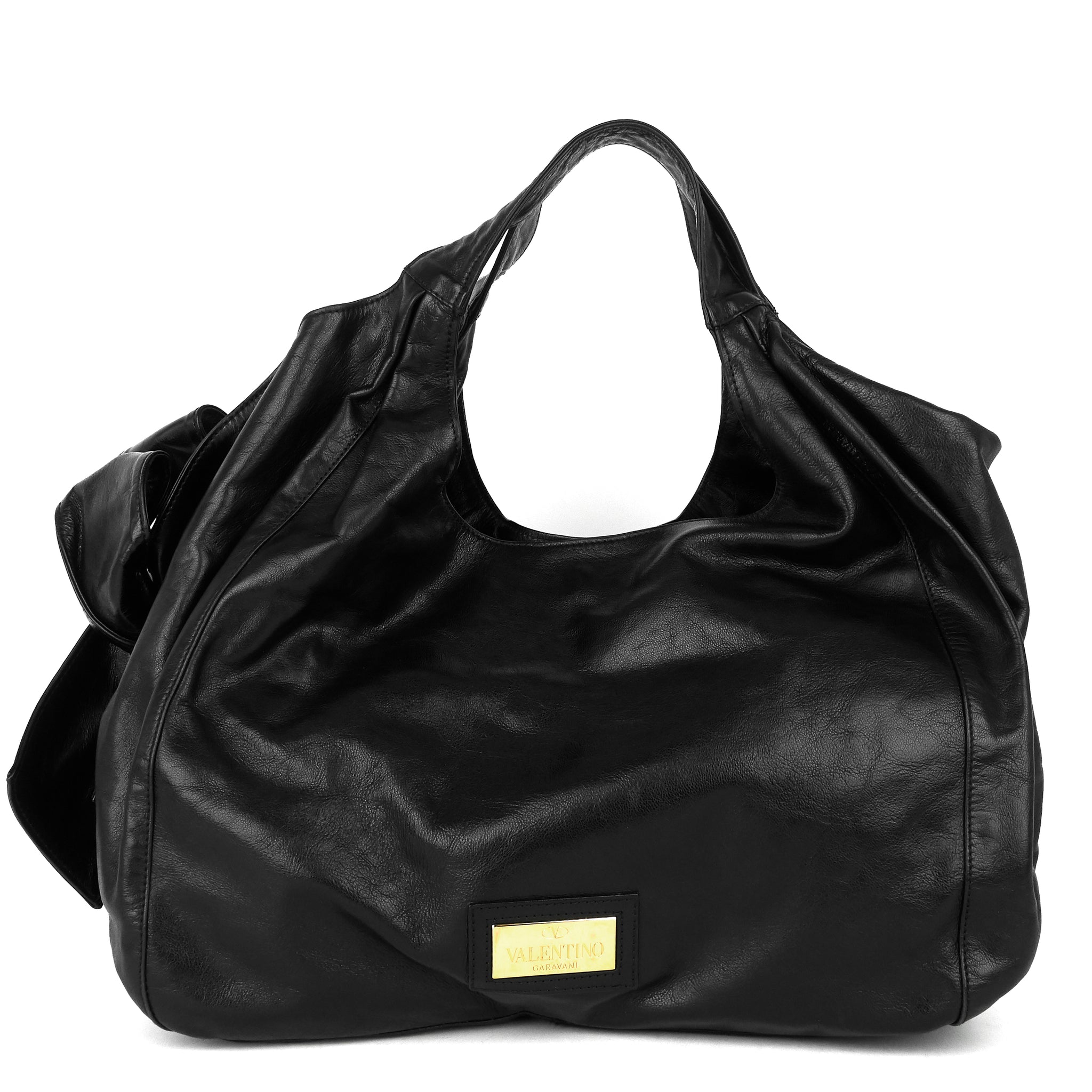 Valentino Nuage Bow Crinkled Leather Hobo Bag – Poshbag Boutique