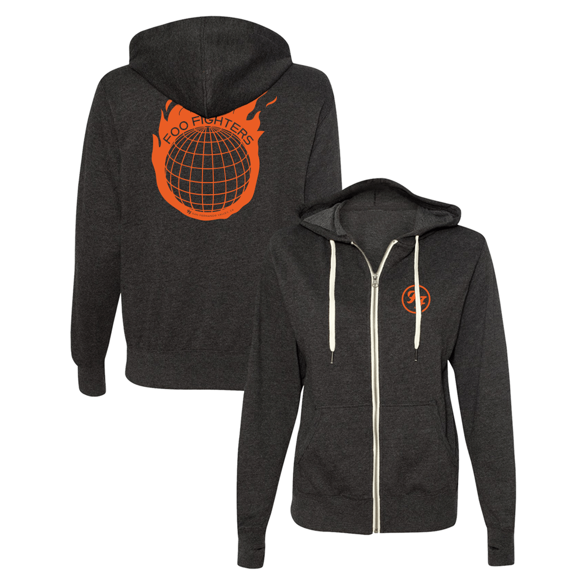 foo fighters zip up hoodie