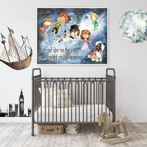Peter Pan Tinkerbell Wall Art Print Boho Nursery Baby Boy Girl Watercolor Set Prints Printable Decor