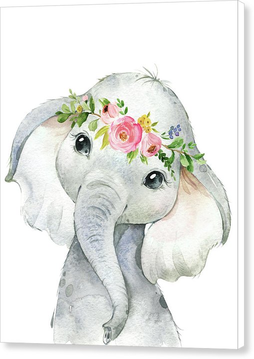 Download Boho Elephant - Watercolor Canvas Print - Pink Forest Cafe