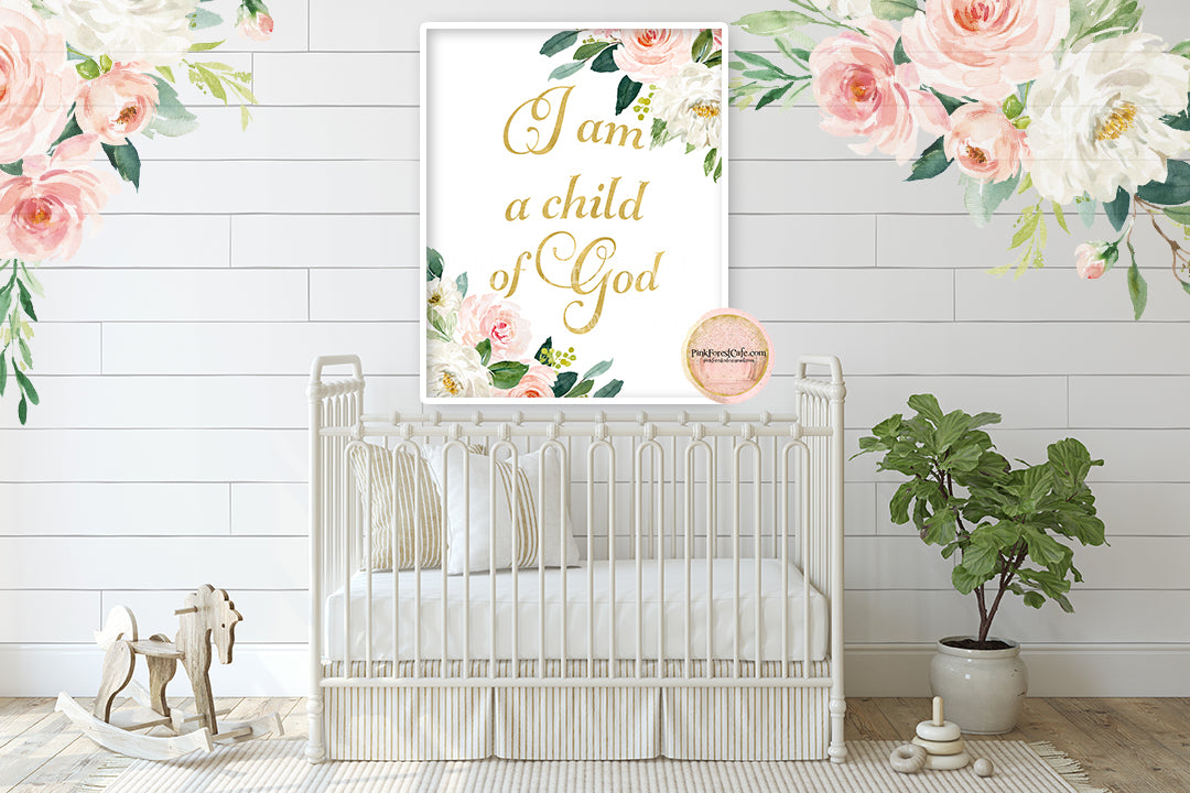 Bible Verse I Am A Child Of God Wall Art Print Christian Scripture Boh Pink Forest Cafe