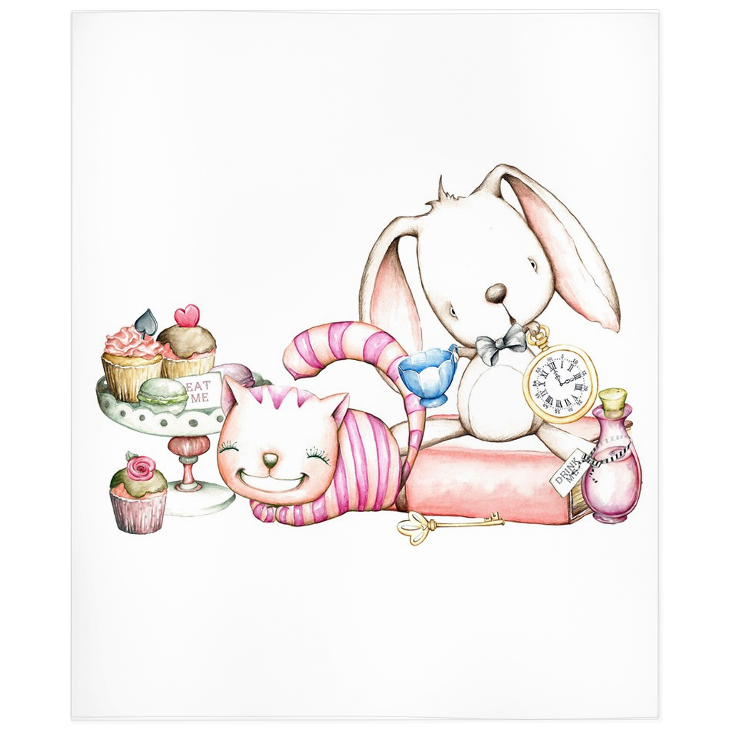 Alice In Wonderland Baby Nursery Minky Blanket Infant Disney Cheshire Pink Forest Cafe