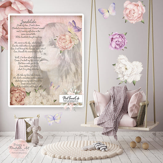 Landslide Lyrics Fleetwood Mac Stevie Nicks Quote Wall Art Print Baby Pink Forest Cafe