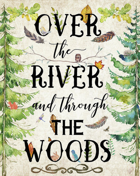 Over The River And Through The Woods Woodland Feathers Wall Art Print ...