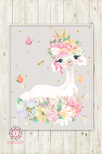 Download Ethereal Llama Baby Woodland Nursery Wall Art Print Boho Whimsical Flo Pink Forest Cafe