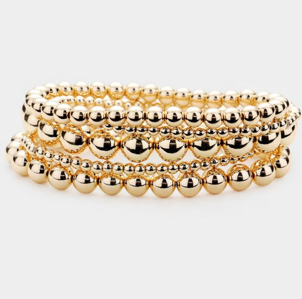 Gold Bead Stackable Bracelet Set – Fifty One Main