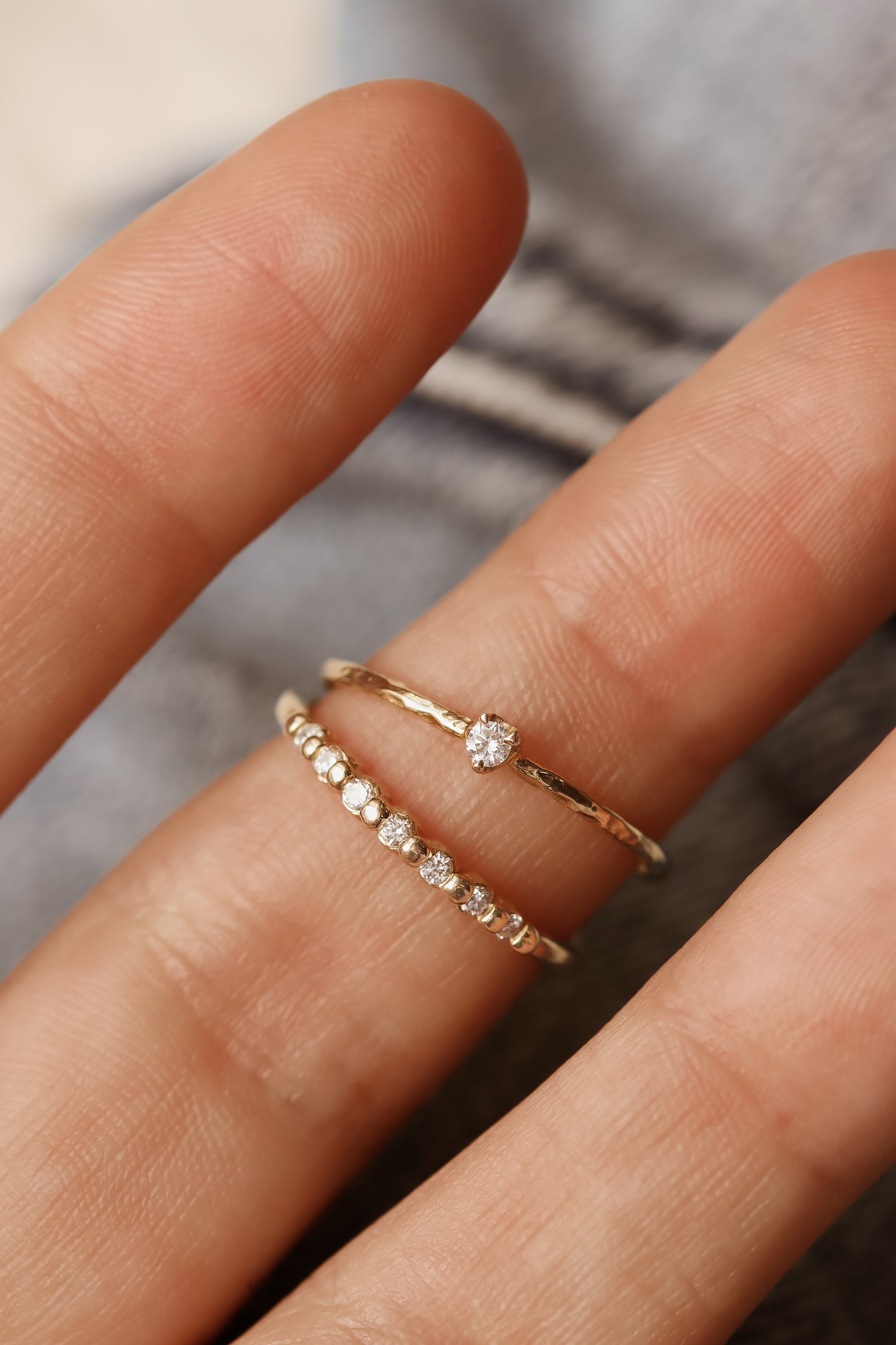 Dainty Bezel Set Princess Cut Diamond Ring - Abhika Jewels