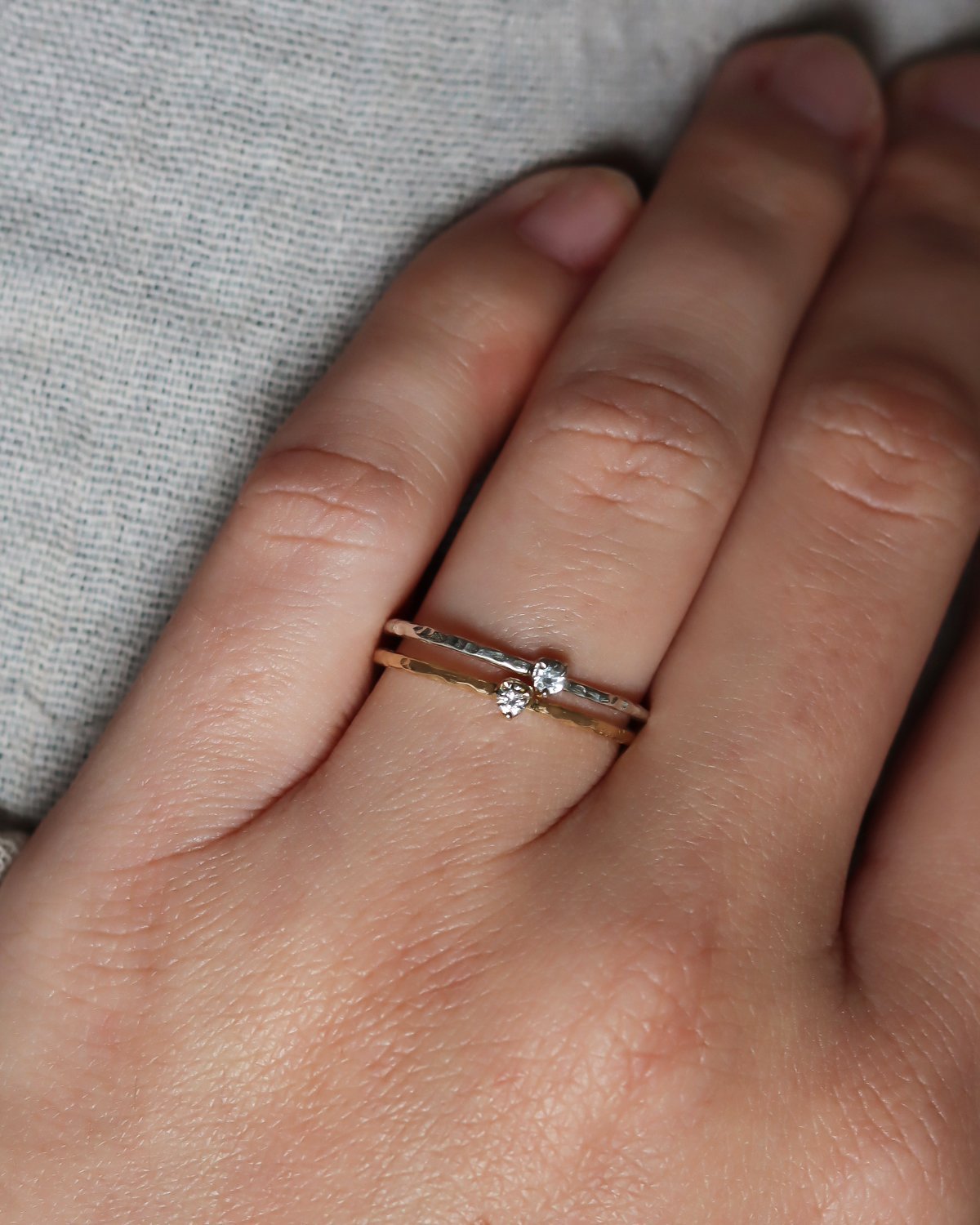 14k Solid Gold Dainty Birthstone Ring