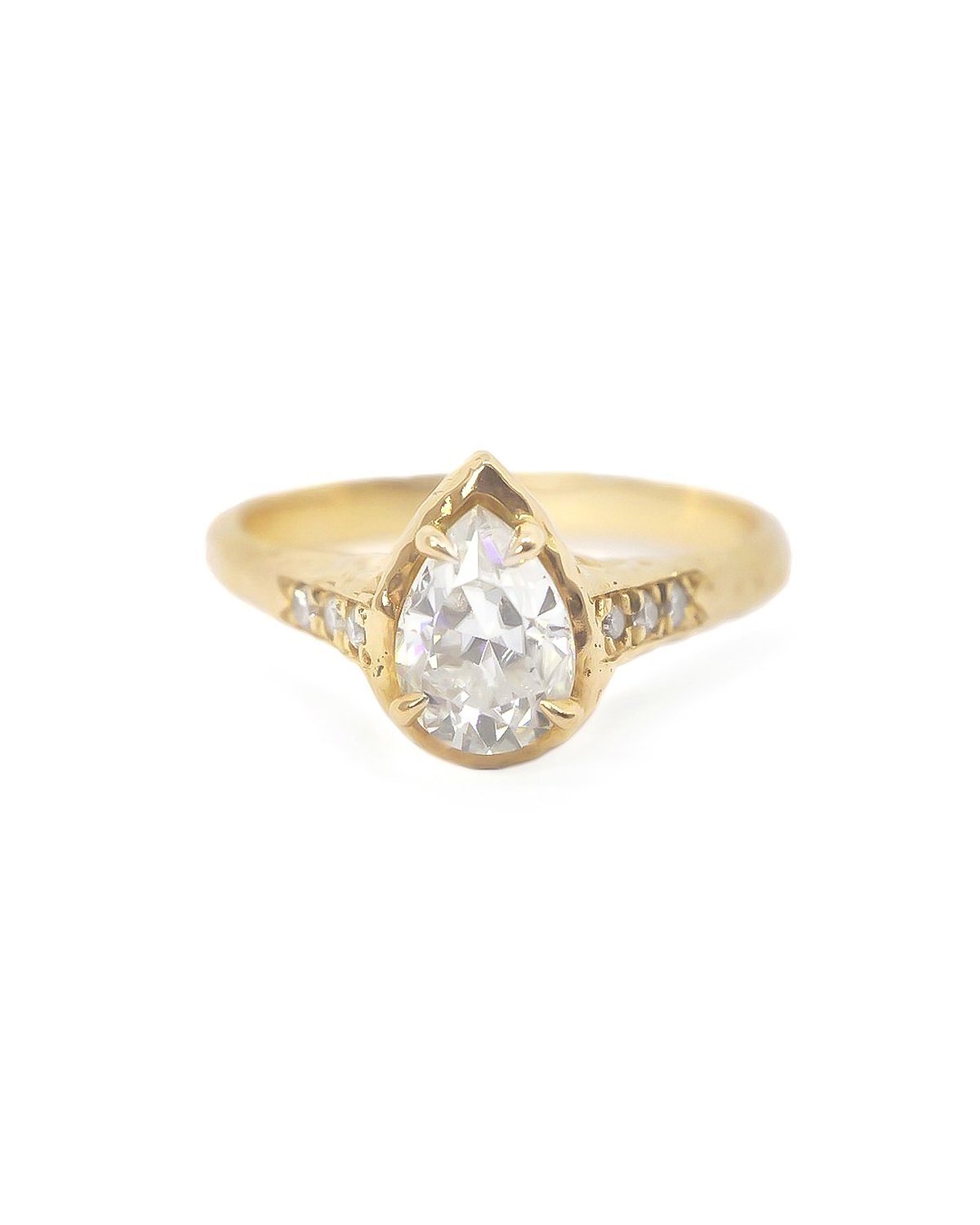 Rustic Pear Shaped Engagement Ring with Diamond Pave' Accents (multipl ...