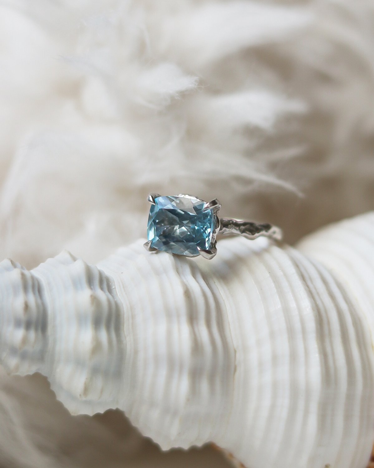 Solid Gold Blue Topaz Statement Ring