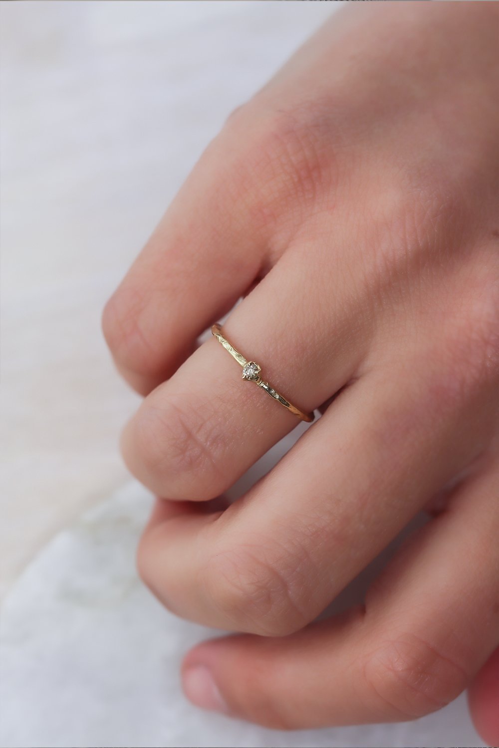 Solid Gold Diamond Promise Ring – Lacee Alexandra