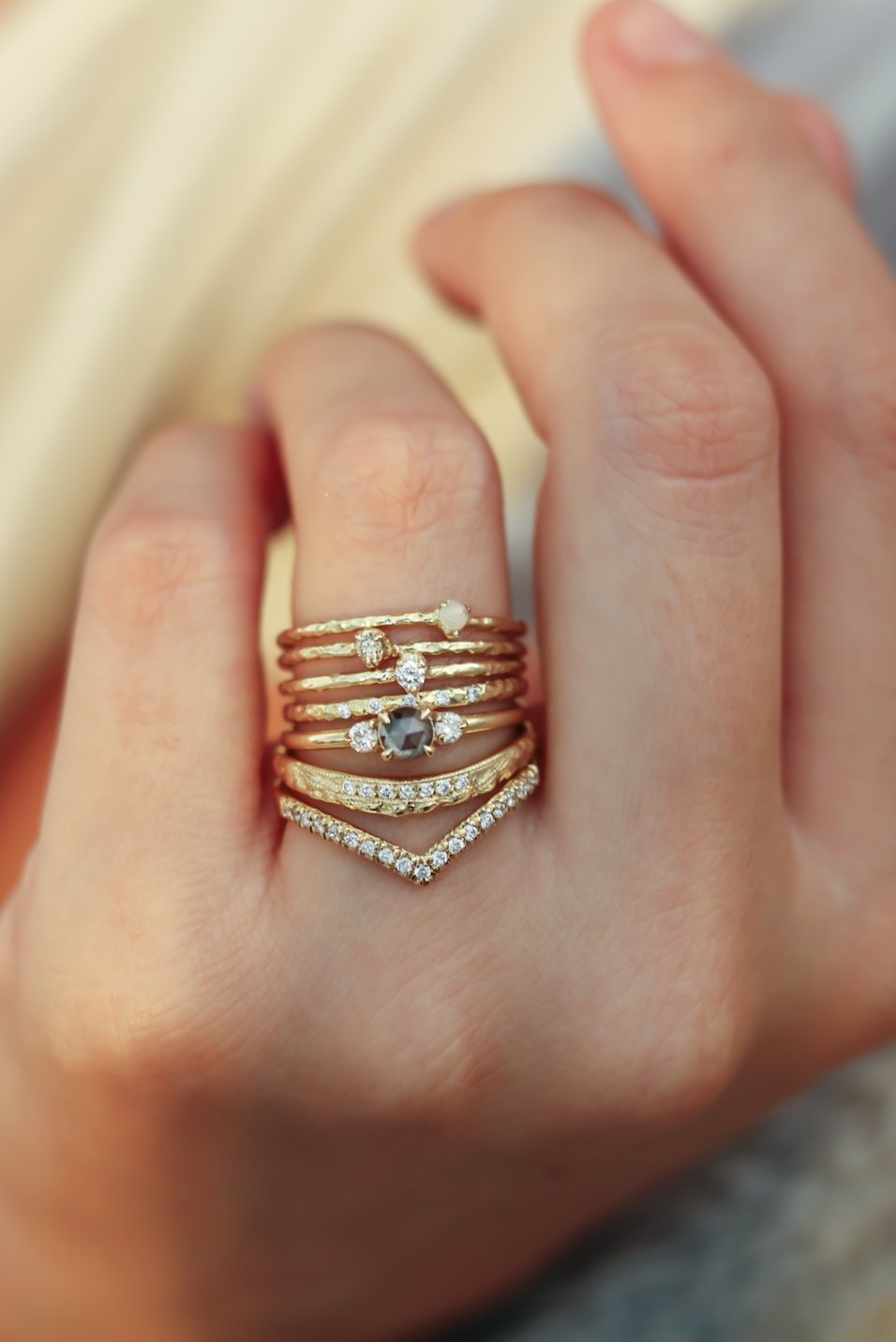 Solid Gold Pave' Diamond Chevron Band