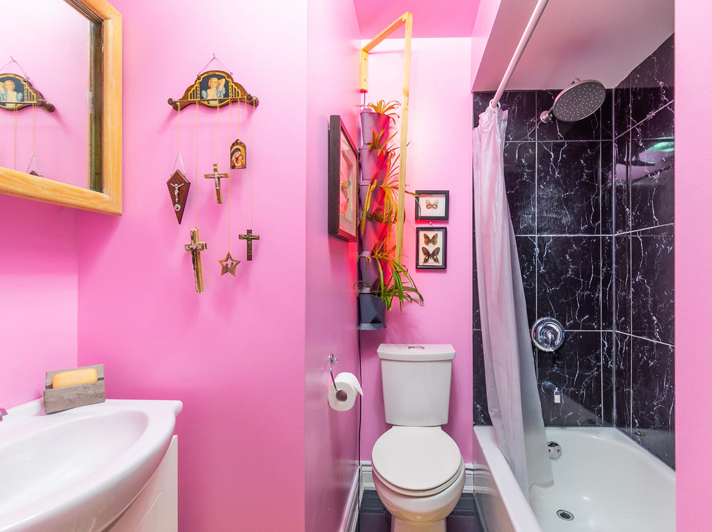Hot pink bathroom