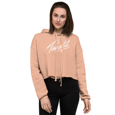 Cursive Crop Hoodie - Peach