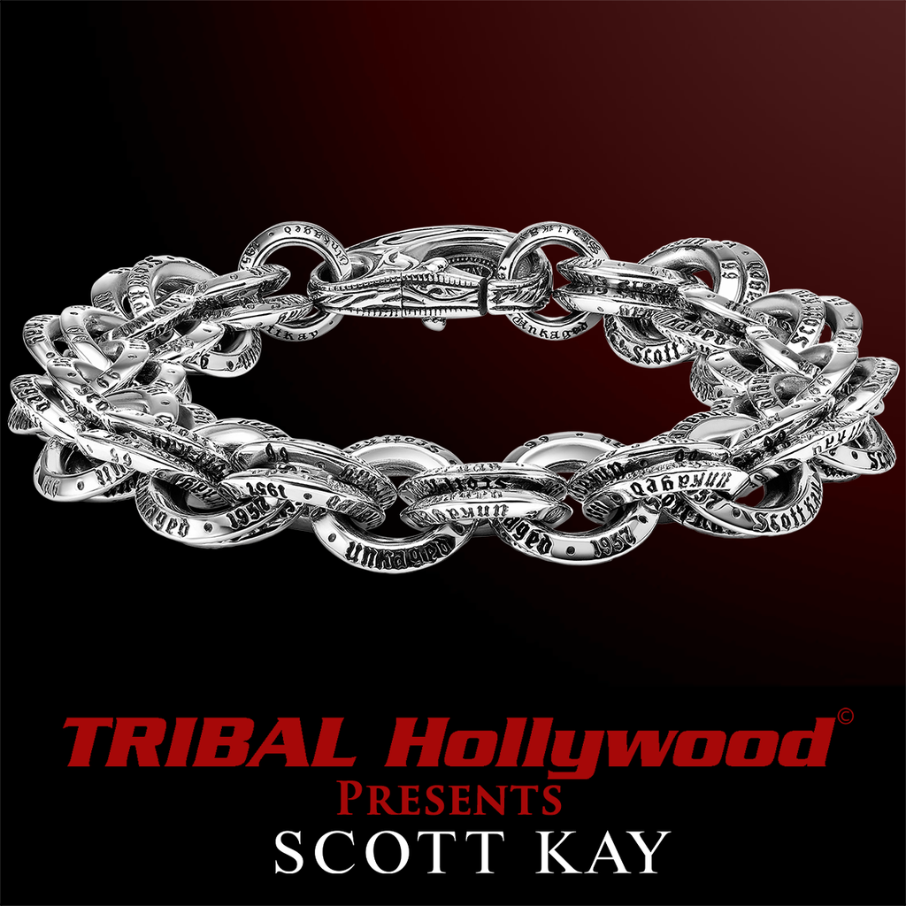 Scott Kay Unkaged DOUBLE RINGLET Sterling Silver Link Mens Bracelet