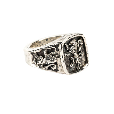 Petrichor CELTIC CROSSES BRONZE Hammered Silver Men's Ring Keith Jack