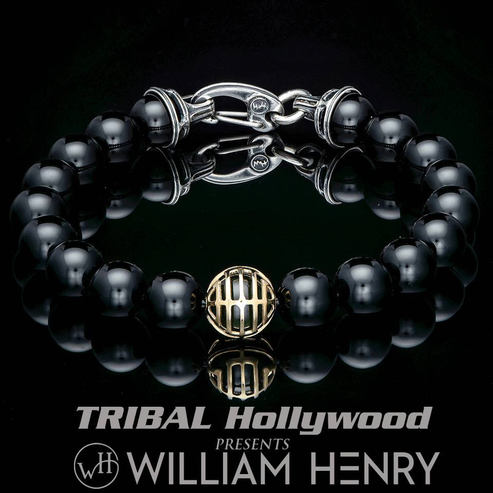 William Henry MIDNIGHT HOUR Bead Bracelet with 18k Gold Onyx and Jade