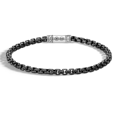 JOHN HARDY Men's Kali Silver Black Woven Leather Bracelet