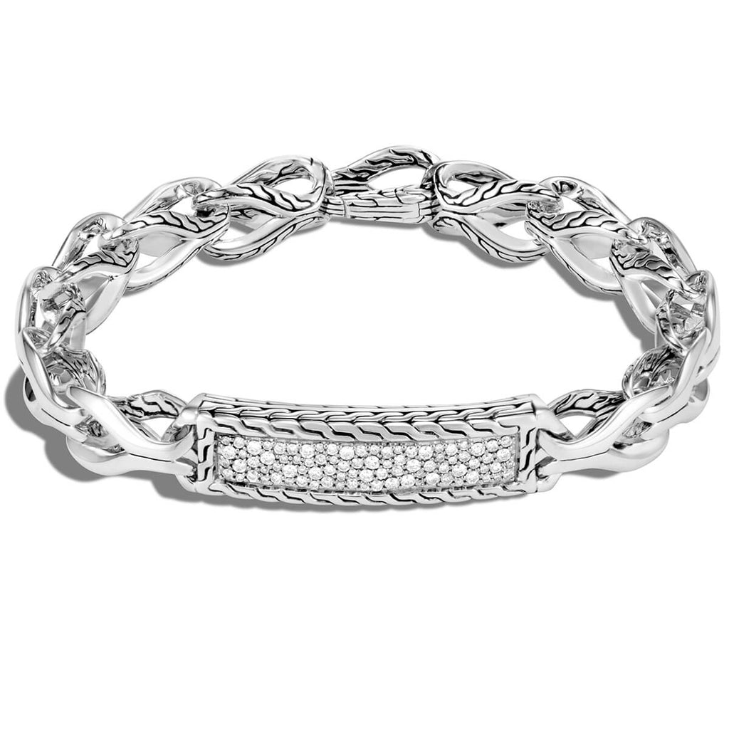 John Hardy Mens Diamond Asli Link Bracelet - Classic Chain Collection