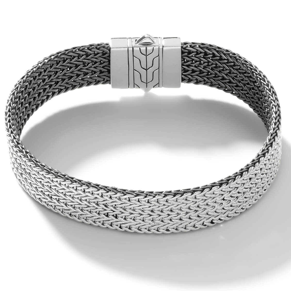 John Hardy Men's Tiga Cuff Bracelet 7mm Flat Paned Sterling Silver