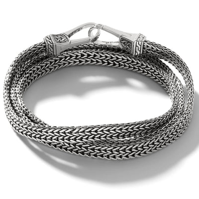 Classic Chain Reversible Silver and Rhodium Bracelet