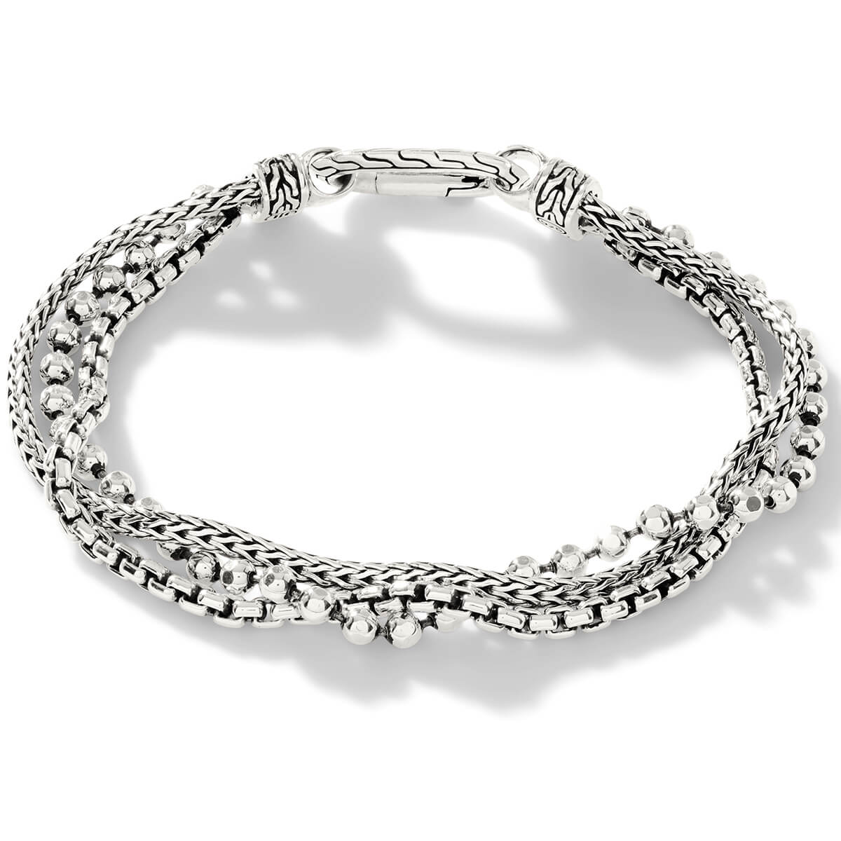 John Hardy Mens Ring Clasp Large Flat Silver Bracelet - Classic