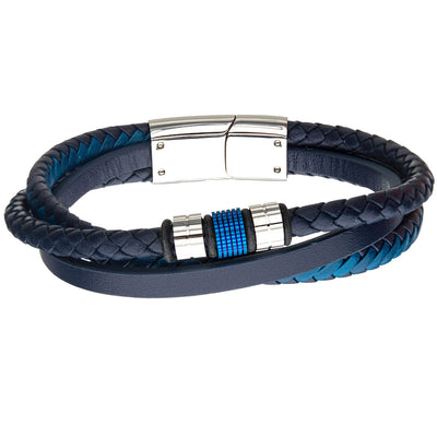Bracelet Steel 3 rings closing and Blue leather - Luxury Bracelets –  Montblanc® CI