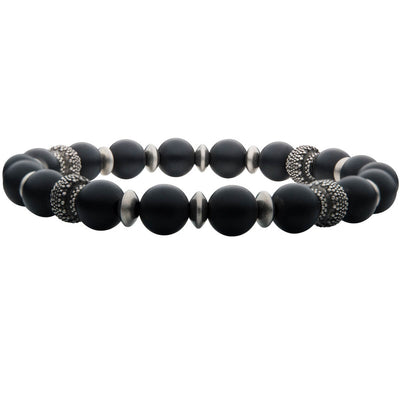 Anvazise Men Bracelet Unique Surface Volcanic Stone Fashion Jewelry Elastic  Rope Beads Bracelet for Daily Life style 1 