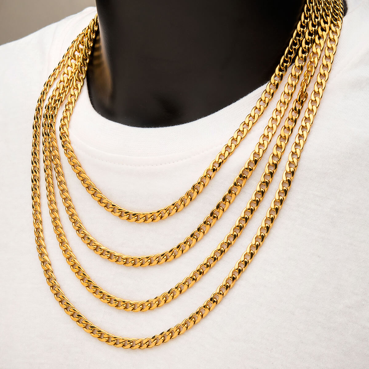 Mens Cuban Link Chain Gold 3mm 18kgold Curb Necklace for Men