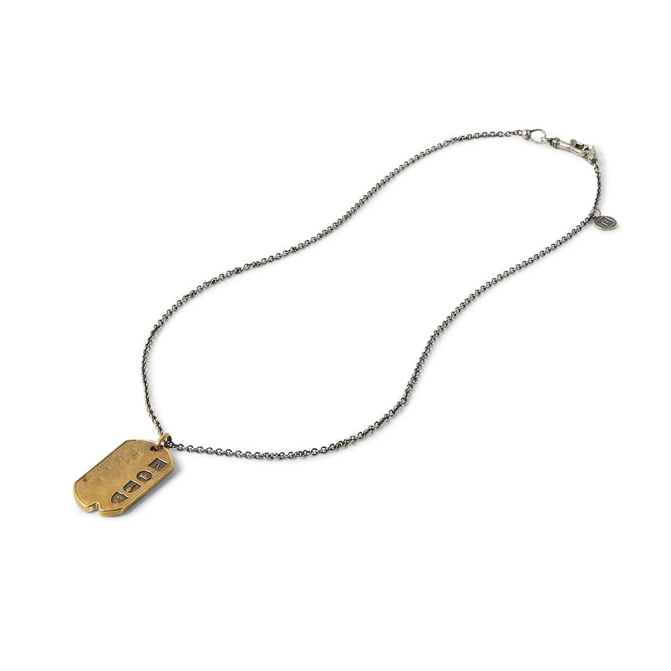 John Varvatos HAMMERED BRASS DOG TAG Pendant Necklace Chain for Men